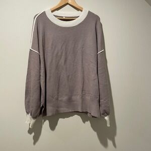 NWT Disamer Womens 2XL Pullover Sweater Taupe Cream Long Sleeve Knit Top